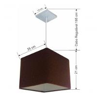 Lustre Pendente Quadrado Vivare Md-4059 Cúpula Em Tecido 21/35x35cm - Bivolt Café 127/220v - 5