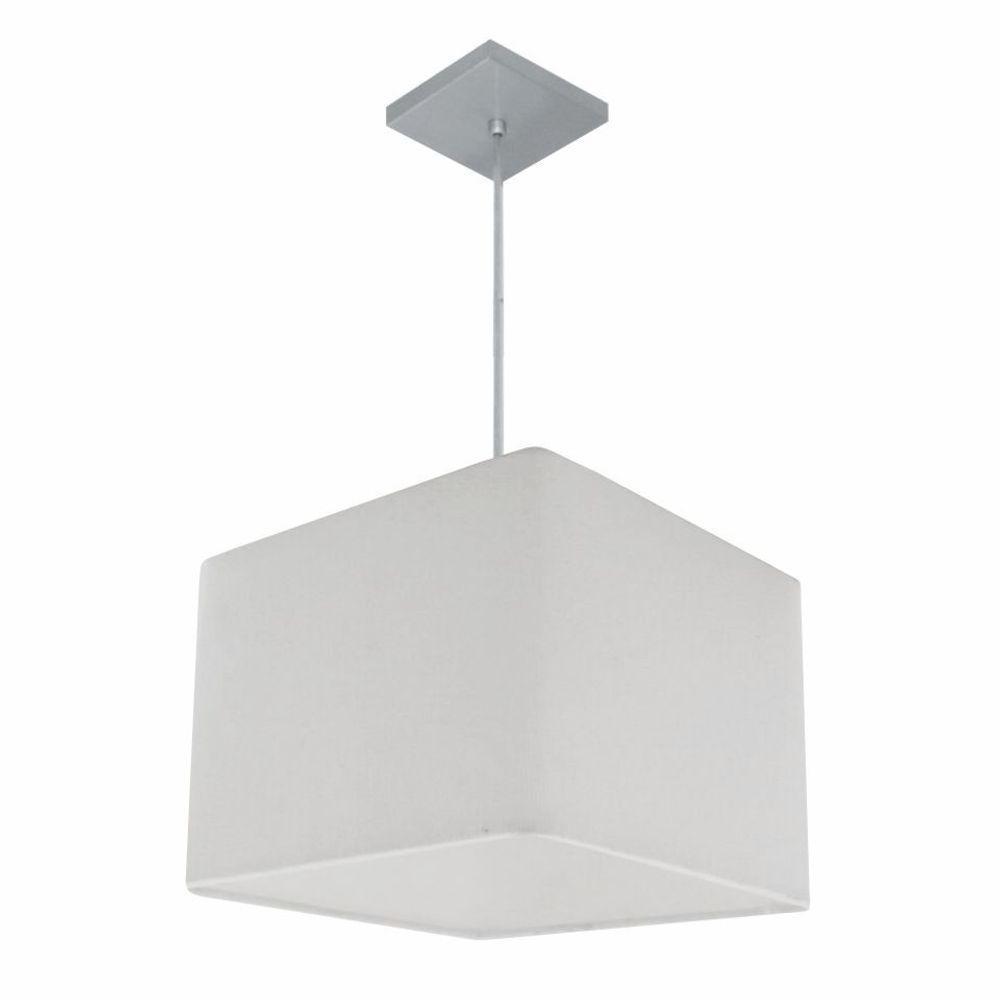 Lustre Pendente Quadrado Vivare Md-4059 Cúpula Em Tecido 21/35x35cm - Bivolt Branco 127/220v - 4