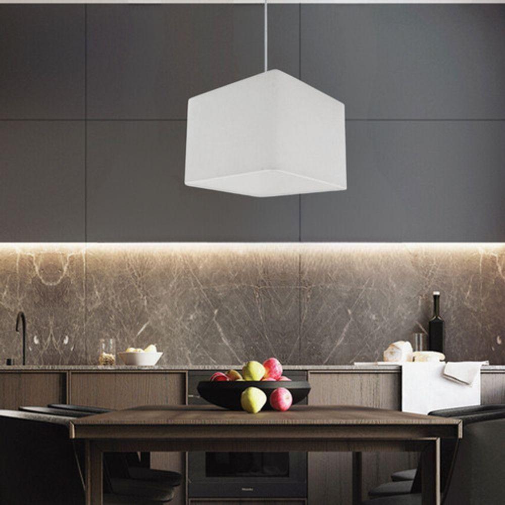 Lustre Pendente Quadrado Vivare Md-4059 Cúpula Em Tecido 21/35x35cm - Bivolt Branco 127/220v - 7