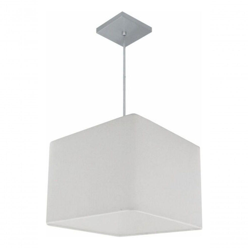 Lustre Pendente Quadrado Vivare Md-4059 Cúpula Em Tecido 21/35x35cm - Bivolt Branco 127/220v - 8