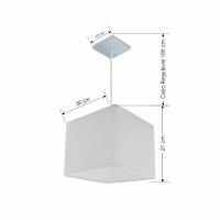 Lustre Pendente Quadrado Vivare Md-4059 Cúpula Em Tecido 21/35x35cm - Bivolt Branco 127/220v - 2
