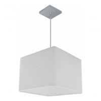 Lustre Pendente Quadrado Vivare Md-4059 Cúpula Em Tecido 21/35x35cm - Bivolt Branco 127/220v - 5