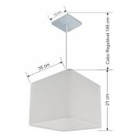 Lustre Pendente Quadrado Vivare Md-4059 Cúpula Em Tecido 21/35x35cm - Bivolt Branco 127/220v - 6