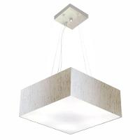 Lustre Pendente Quadrado Md-4194 Cúpula Em Tecido 12/40x40cm Linho Bege - Bivolt - 1