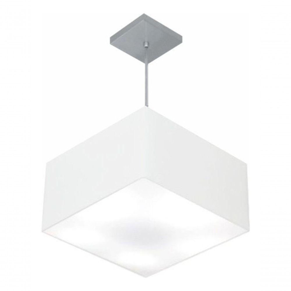 Lustre Pendente Quadrado Vivare Md-4020 Cúpula Em Tecido 21/35x35cm - Bivolt Branco 127/220v - 4