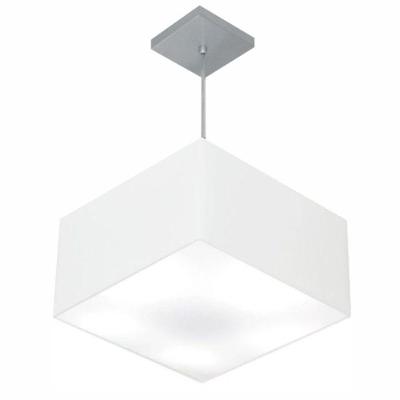 Lustre Pendente Quadrado Vivare Md-4020 Cúpula Em Tecido 21/35x35cm - Bivolt Branco 127/220v