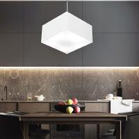 Lustre Pendente Quadrado Vivare Md-4020 Cúpula Em Tecido 21/35x35cm - Bivolt Branco 127/220v - 3