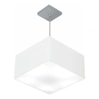 Lustre Pendente Quadrado Vivare Md-4020 Cúpula Em Tecido 21/35x35cm - Bivolt Branco 127/220v