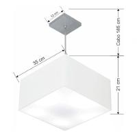 Lustre Pendente Quadrado Vivare Md-4020 Cúpula Em Tecido 21/35x35cm - Bivolt Branco 127/220v - 5