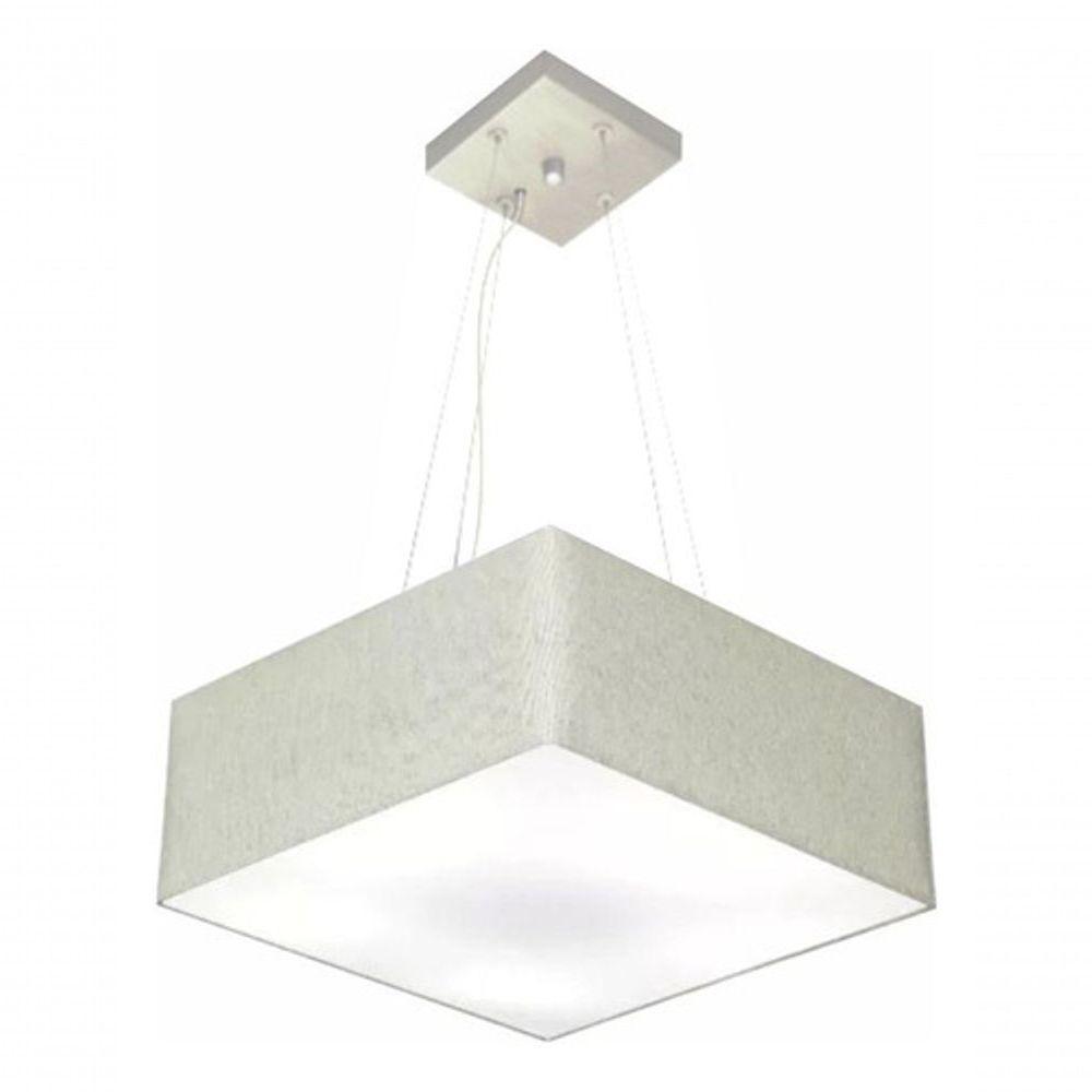 Lustre Pendente Quadrado Vivare Md-4194 Cúpula Em Tecido 12/40x40cm - Bivolt Rustico-cinza 127/220v - 3