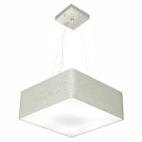 Lustre Pendente Quadrado Vivare Md-4194 Cúpula Em Tecido 12/40x40cm - Bivolt Rustico-cinza 127/220v - 1