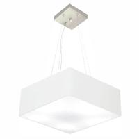 Lustre Pendente Quadrado Vivare Md-4194 Cúpula Em Tecido 12/40x40cm - Bivolt Branco 127/220v - 1