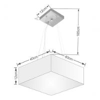 Lustre Pendente Quadrado Vivare Md-4194 Cúpula Em Tecido 12/40x40cm - Bivolt Branco 127/220v - 4