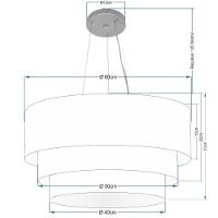 Lustre Pendente Triplo Cilíndrico Md-4148 Cúpulas Tecido 60x50x40cm Rustico Bege - Bivolt - 2