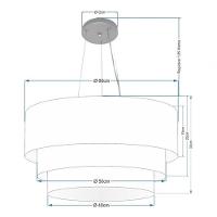 Lustre Pendente Triplo Cilíndrico Md-4148 Cúpulas Tecido 60x50x40cm Rustico Bege - Bivolt - 4
