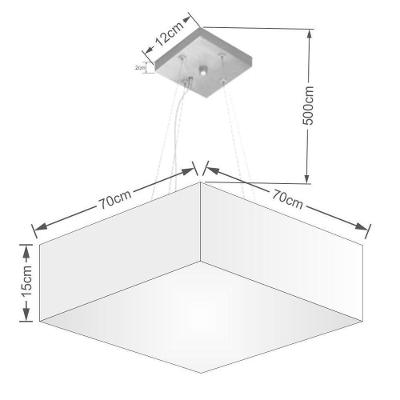 Lustre Pendente Quadrado Vivare Md-4137 Cúpula Em Tecido 15/70x70cm - Bivolt Rustico-bege 127/220v