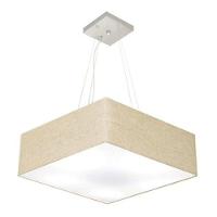 Lustre Pendente Quadrado Vivare Md-4137 Cúpula Em Tecido 15/70x70cm - Bivolt Rustico-bege 127/220v - 3