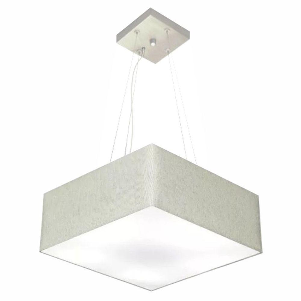 Lustre Pendente Quadrado Md-4196 Cúpula Em Tecido 15/45x45cm Rustico Cinza - Bivolt - 1