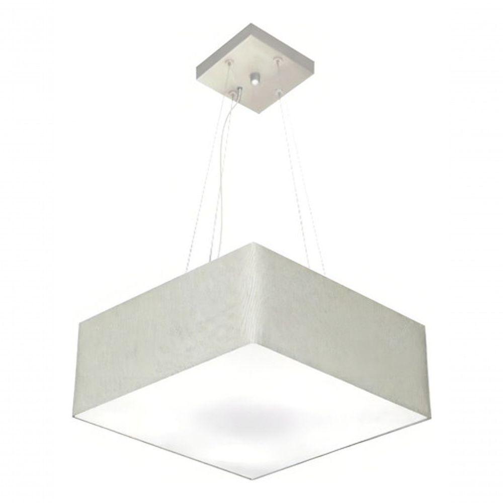 Lustre Pendente Quadrado Md-4196 Cúpula Em Tecido 15/45x45cm Rustico Cinza - Bivolt - 3