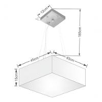Lustre Pendente Quadrado Md-4196 Cúpula Em Tecido 15/45x45cm Rustico Cinza - Bivolt - 4