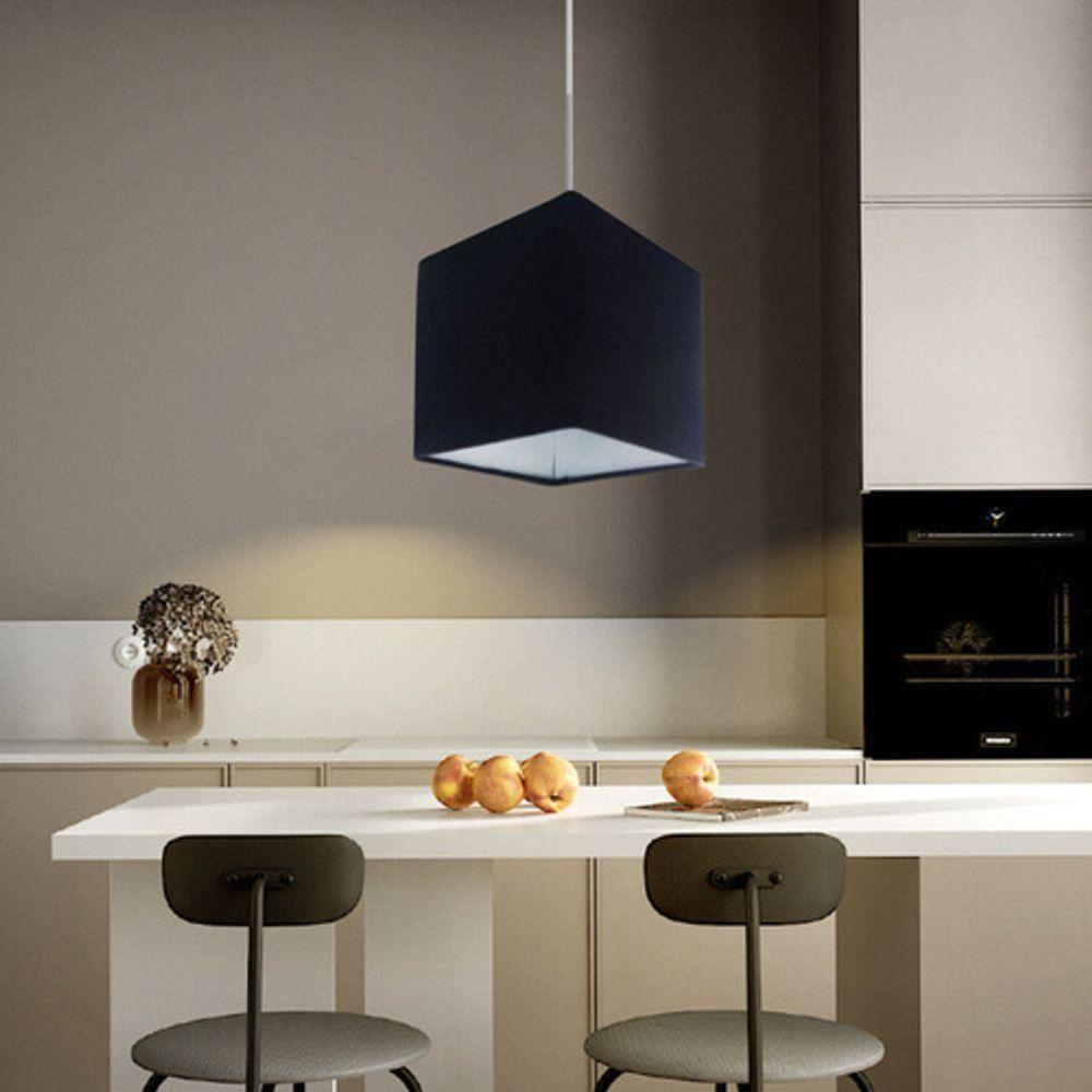 Lustre Pendente Quadrado Vivare Md-4223 Cúpula Em Tecido 15/13x13cm - Bivolt Preto 127/220v - 6