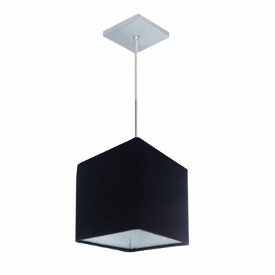 Lustre Pendente Quadrado Vivare Md-4223 Cúpula Em Tecido 15/13x13cm - Bivolt Preto 127/220v