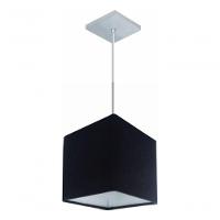 Lustre Pendente Quadrado Vivare Md-4223 Cúpula Em Tecido 15/13x13cm - Bivolt Preto 127/220v