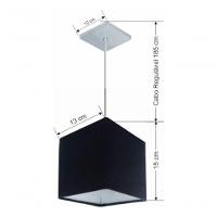 Lustre Pendente Quadrado Vivare Md-4223 Cúpula Em Tecido 15/13x13cm - Bivolt Preto 127/220v - 5