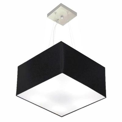 Lustre Pendente Quadrado Md-4195 Cúpula Em Tecido 25/40x40cm Preto - Bivolt