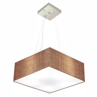 Lustre Pendente Quadrado Vivare Md-4196 Cúpula Em Tecido 15/45x45cm - Bivolt Palha 127/220v