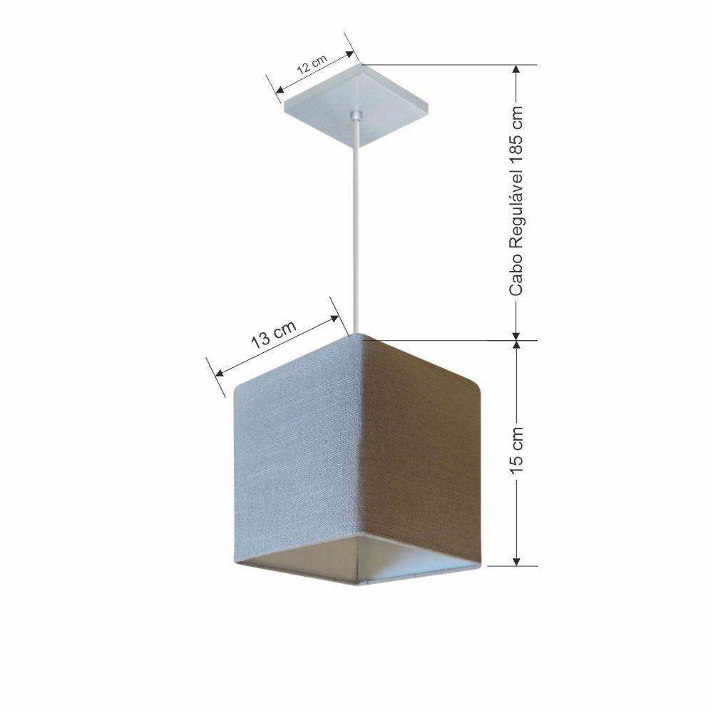 Lustre Pendente Quadrado Vivare Md-4223 Cúpula Em Tecido 15/13x13cm - Bivolt Rustico-cinza 127/220v - 3
