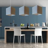 Lustre Pendente Quadrado Vivare Md-4223 Cúpula Em Tecido 15/13x13cm - Bivolt Rustico-cinza 127/220v - 1