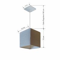 Lustre Pendente Quadrado Vivare Md-4223 Cúpula Em Tecido 15/13x13cm - Bivolt Rustico-cinza 127/220v - 3