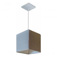 Lustre Pendente Quadrado Vivare Md-4223 Cúpula Em Tecido 15/13x13cm - Bivolt Rustico-cinza 127/220v - 5