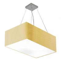Lustre Pendente Retangular Md-4372 Cúpula Em Tecido 60x40cm Palha - 3