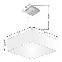 Lustre Pendente Quadrado Vivare Md-4198 Cúpula Em Tecido 15/60x60cm - Bivolt Rustico-cinza 127/220v - 4
