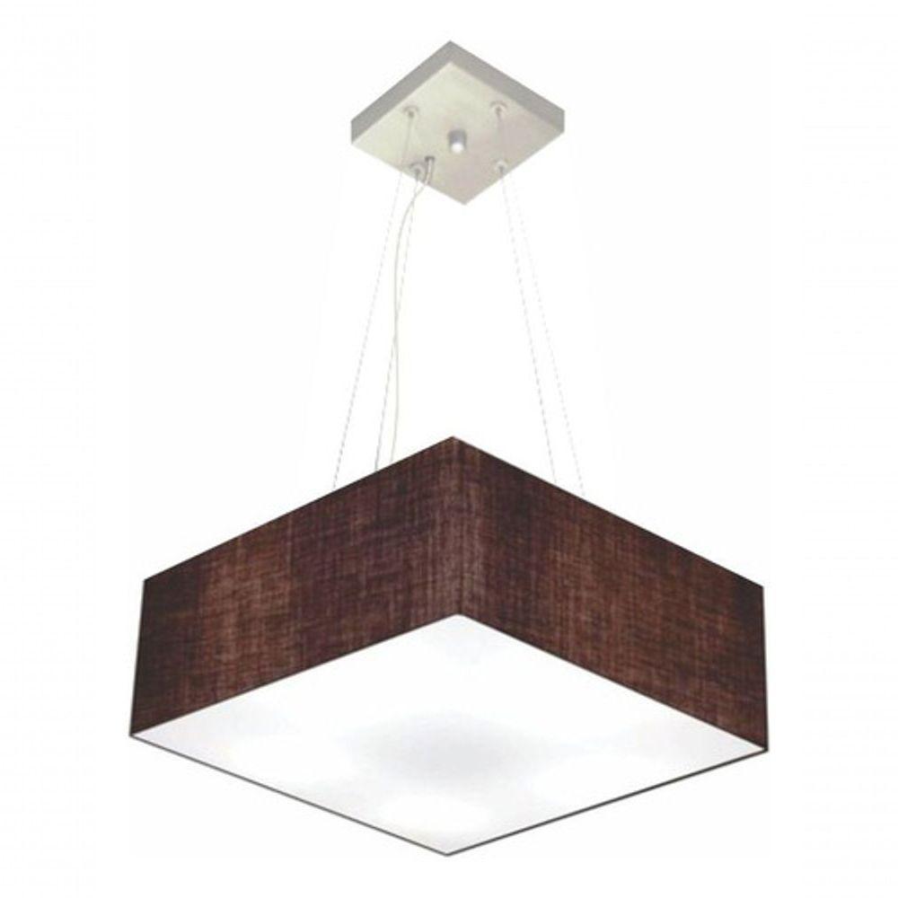 Lustre Pendente Quadrado Vivare Md-4196 Cúpula Em Tecido 15/45x45cm - Bivolt Café 127/220v - 3
