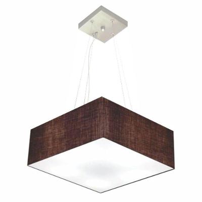Lustre Pendente Quadrado Vivare Md-4196 Cúpula Em Tecido 15/45x45cm - Bivolt Café 127/220v