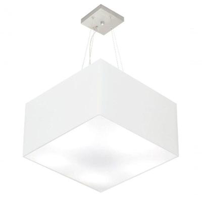 Lustre Pendente Quadrado Md-4199 Cúpula Em Tecido 30/60x60cm Branco - Bivolt