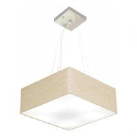 Lustre Pendente Quadrado Md-4196 Cúpula Em Tecido 15/45x45cm Rustico Bege - Bivolt - 3