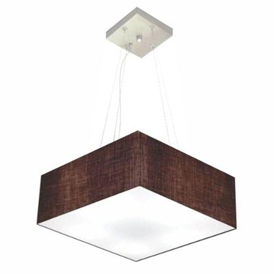 Lustre Pendente Quadrado Md-4196 Cúpula Em Tecido 15/45x45cm Café - Bivolt