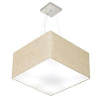 Lustre Pendente Quadrado Md-4075 Cúpula Em Tecido 30/50x50cm Rustico Bege - Bivolt - 1