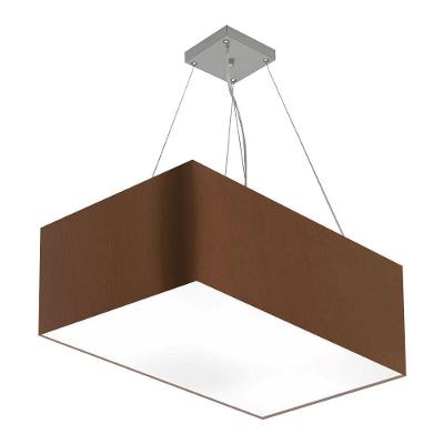 Lustre Pendente Retangular Md-4372 Cúpula Em Tecido 60x40cm Café