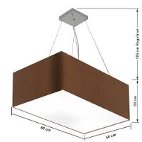 Lustre Pendente Retangular Md-4372 Cúpula Em Tecido 60x40cm Café - 2