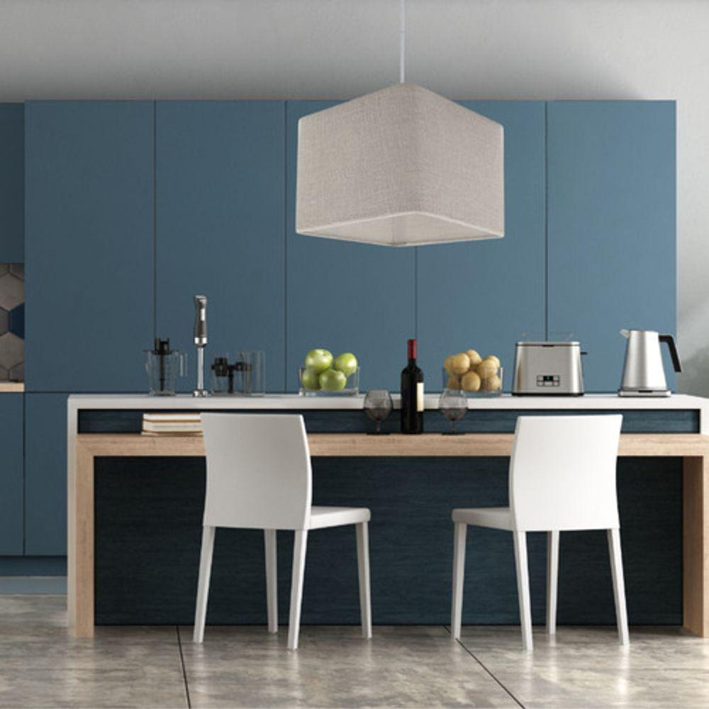 Lustre Pendente Quadrado Md-4058 Cúpula Em Tecido 21/25x25cm Rustico Cinza - Bivolt - 6