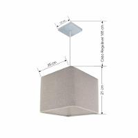 Lustre Pendente Quadrado Md-4058 Cúpula Em Tecido 21/25x25cm Rustico Cinza - Bivolt - 2