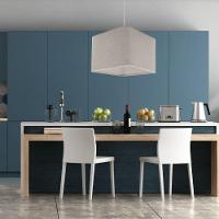 Lustre Pendente Quadrado Md-4058 Cúpula Em Tecido 21/25x25cm Rustico Cinza - Bivolt - 3