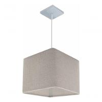 Lustre Pendente Quadrado Md-4058 Cúpula Em Tecido 21/25x25cm Rustico Cinza - Bivolt
