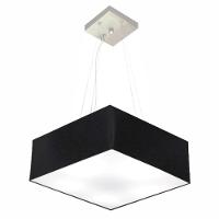 Lustre Pendente Quadrado Md-4196 Cúpula Em Tecido 15/45x45cm Preto - Bivolt - 1