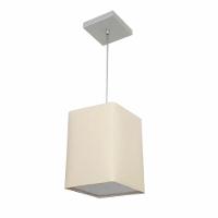 Lustre Pendente Quadrado Md-4007 Cúpula Em Tecido 25/16x16cm Algodão Crú - Bivolt - 1